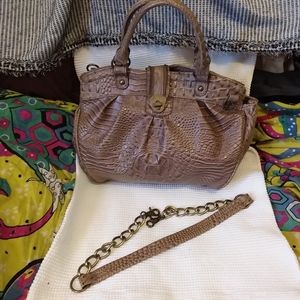 Vintage Braciano Women's Large Leather Croc Embossed Shoulder Bag